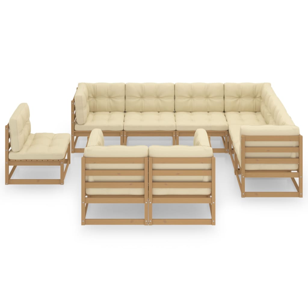 vidaXL 9-tlg. Garten-Lounge-Set Massivholz Kiefer