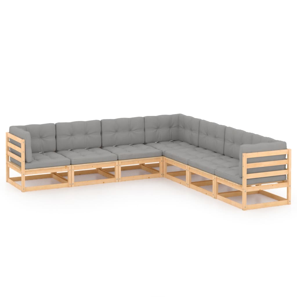 vidaXL 7-tlg. Garten-Lounge-Set Massivholz Kiefer