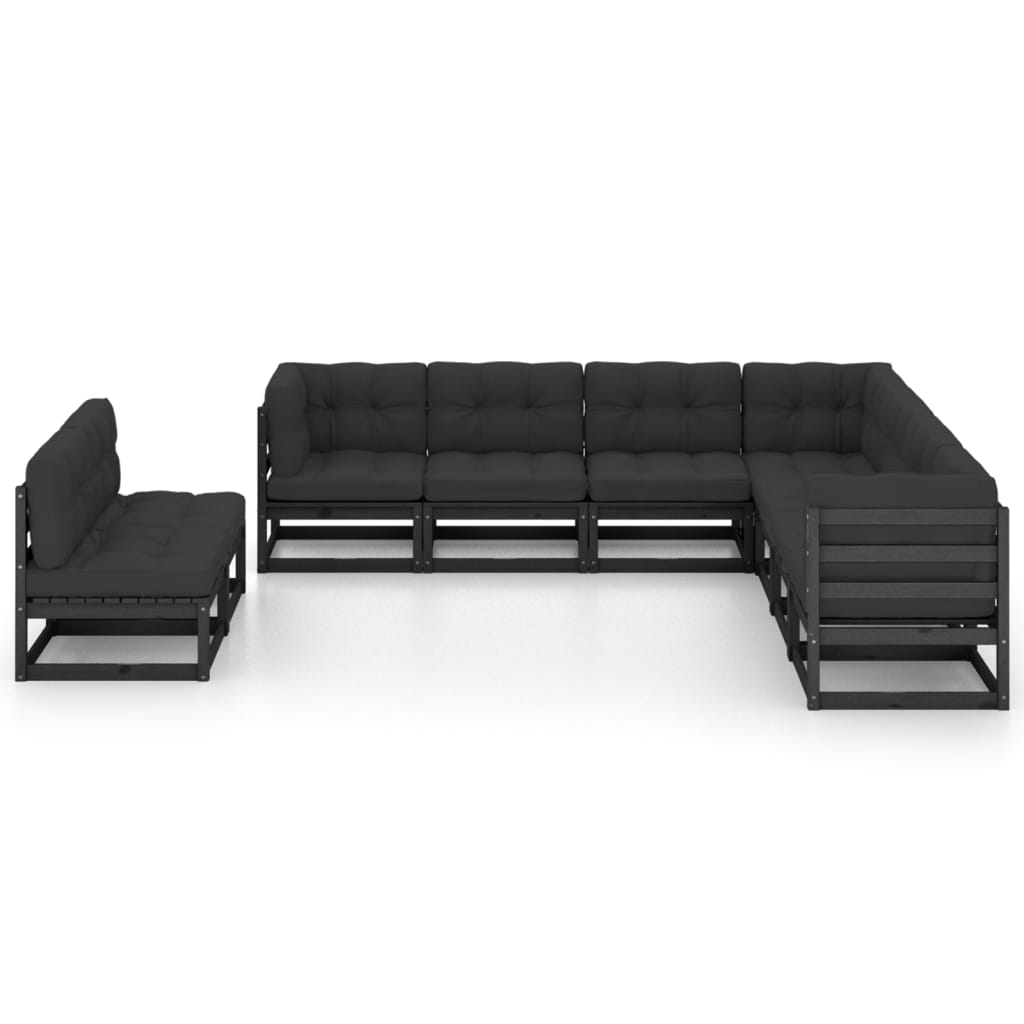 vidaXL 9-tlg. Garten-Lounge-Set Grau Kiefer Massivholz