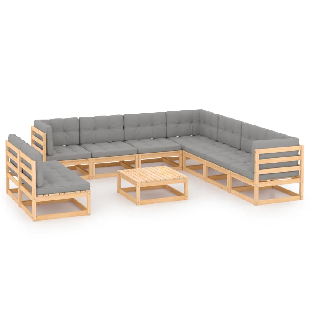 vidaXL 10-tlg. Garten-Lounge-Set Honigbraun Massivholz Kiefer