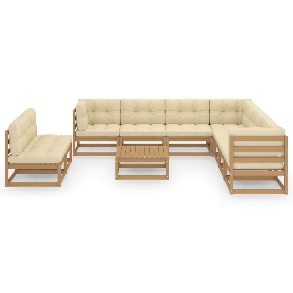 vidaXL 10-tlg. Garten-Lounge-Set Honigbraun Massivholz Kiefer