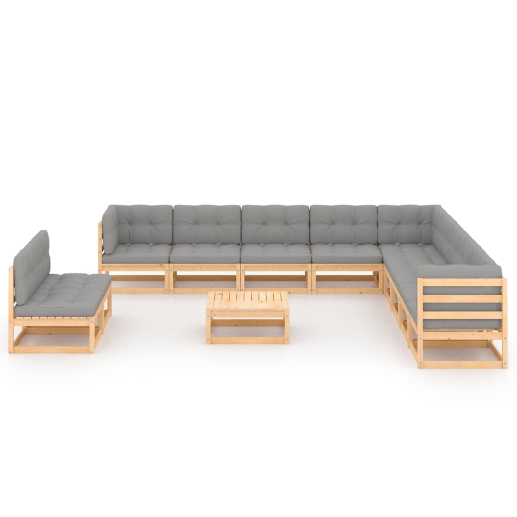 vidaXL 12-tlg. Garten-Lounge-Set Honigbraun Massivholz Kiefer