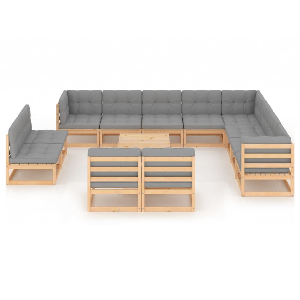 vidaXL 13-tlg. Garten-Lounge-Set Honigbraun Massivholz Kiefer