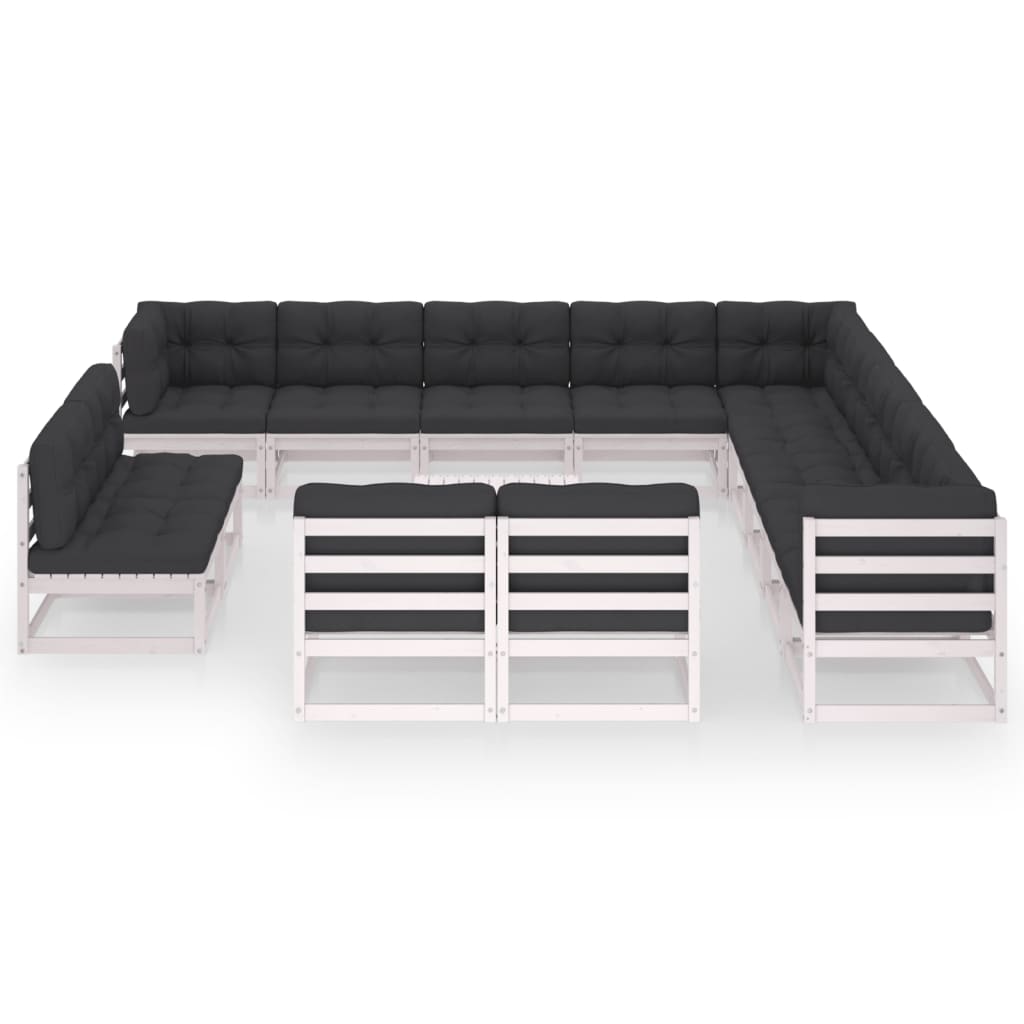 vidaXL 14-tlg. Garten-Lounge-Set Schwarz Massivholz Kiefer