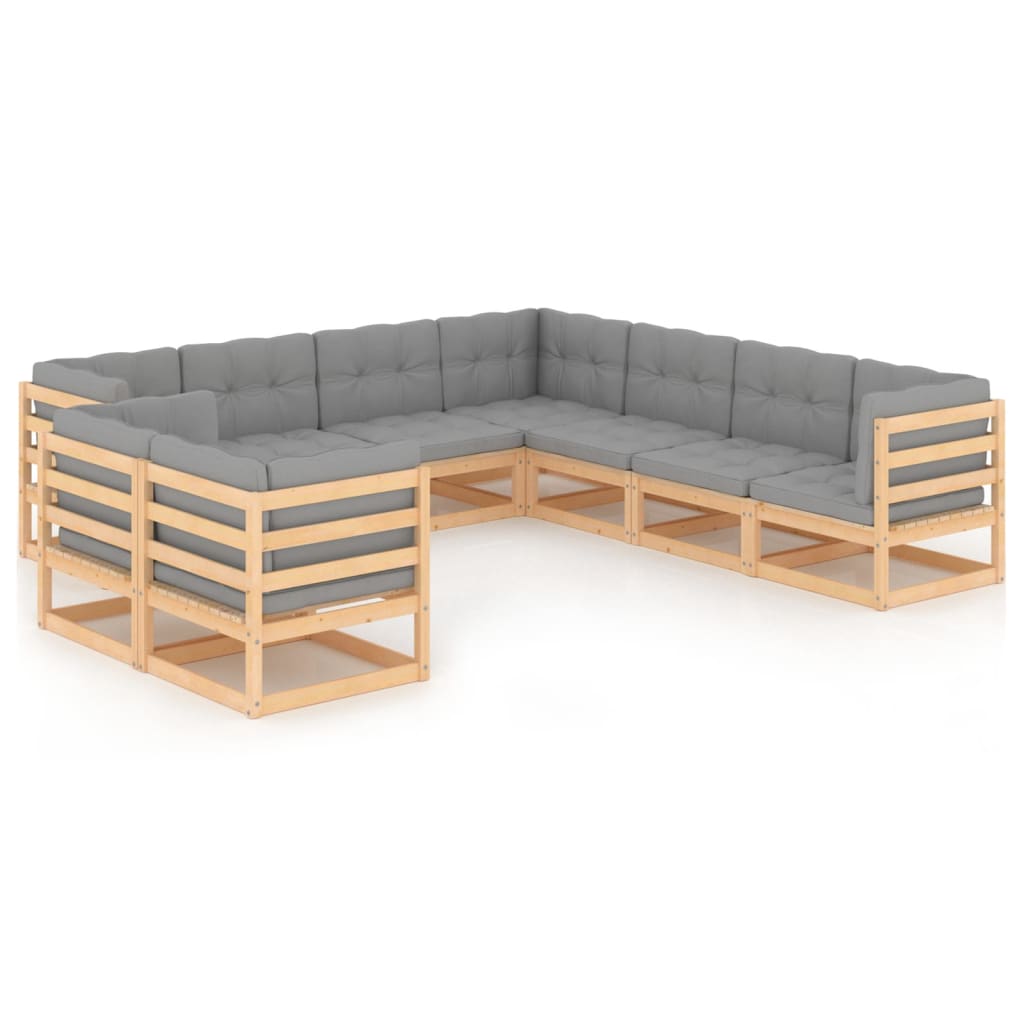 vidaXL 9-tlg. Garten-Lounge-Set Massivholz Kiefer