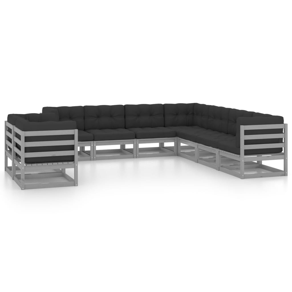vidaXL 9-tlg. Garten-Lounge-Set Massivholz Kiefer