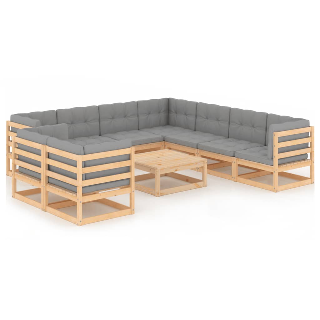 vidaXL 10-tlg. Garten-Lounge-Set Massivholz Kiefer