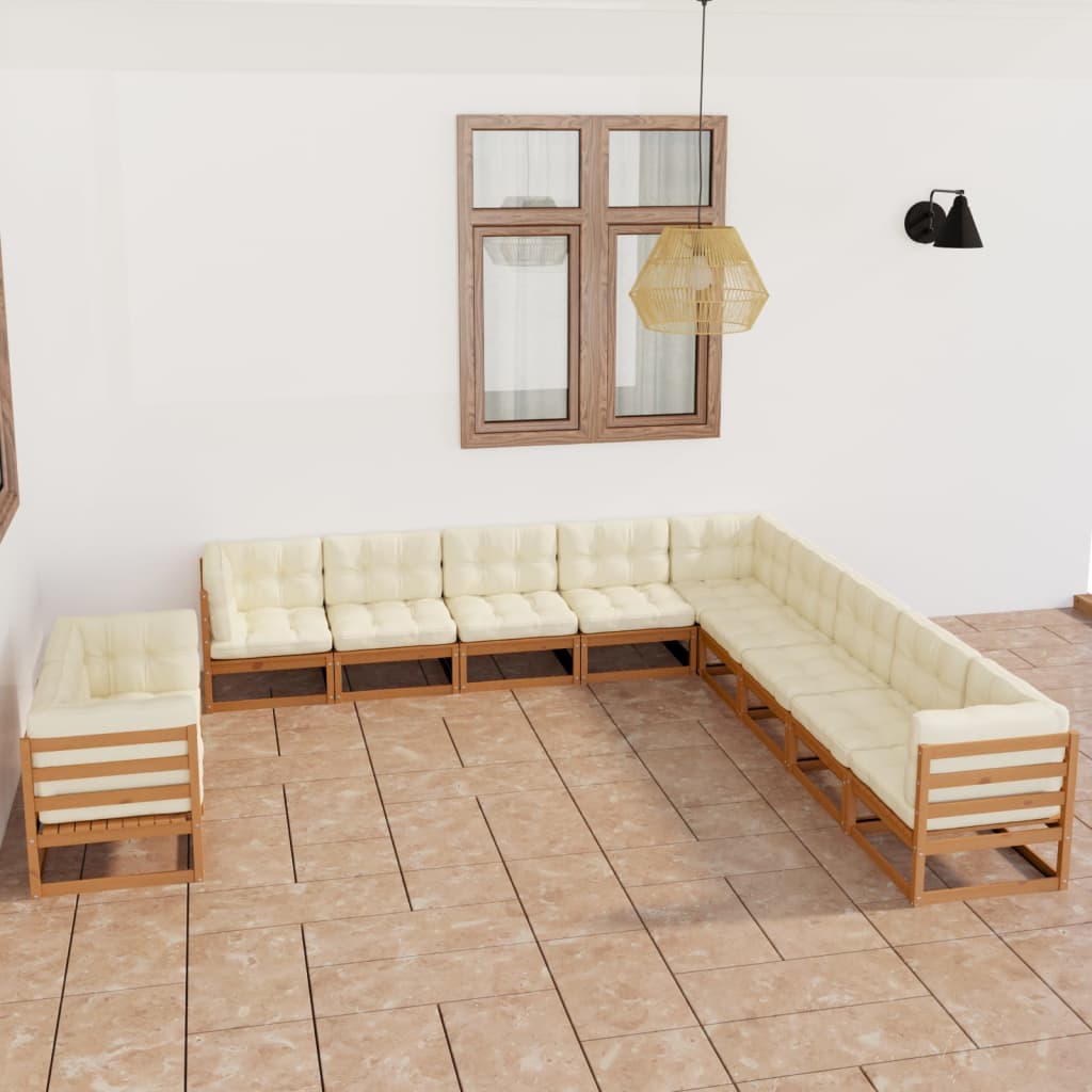 vidaXL 11-tlg. Garten-Lounge-Set Grau Kiefer Massivholz