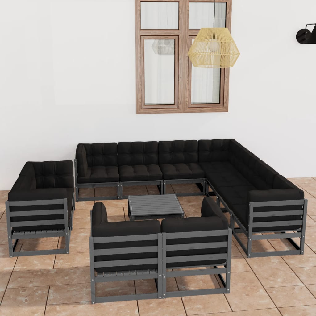 vidaXL 12-tlg. Garten-Lounge-Set Massivholz Kiefer