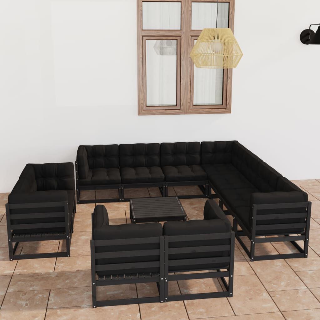 vidaXL 12-tlg. Garten-Lounge-Set Massivholz Kiefer