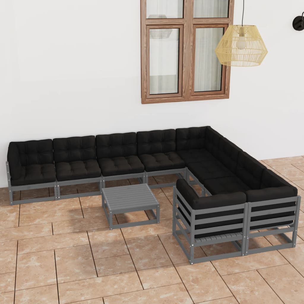 vidaXL 10-tlg. Garten-Lounge-Set Massivholz Kiefer