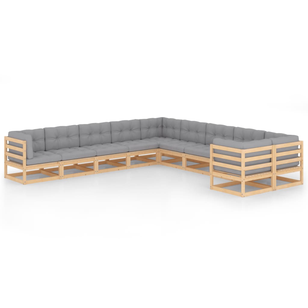 vidaXL 10-tlg. Garten-Lounge-Set Massivholz Kiefer