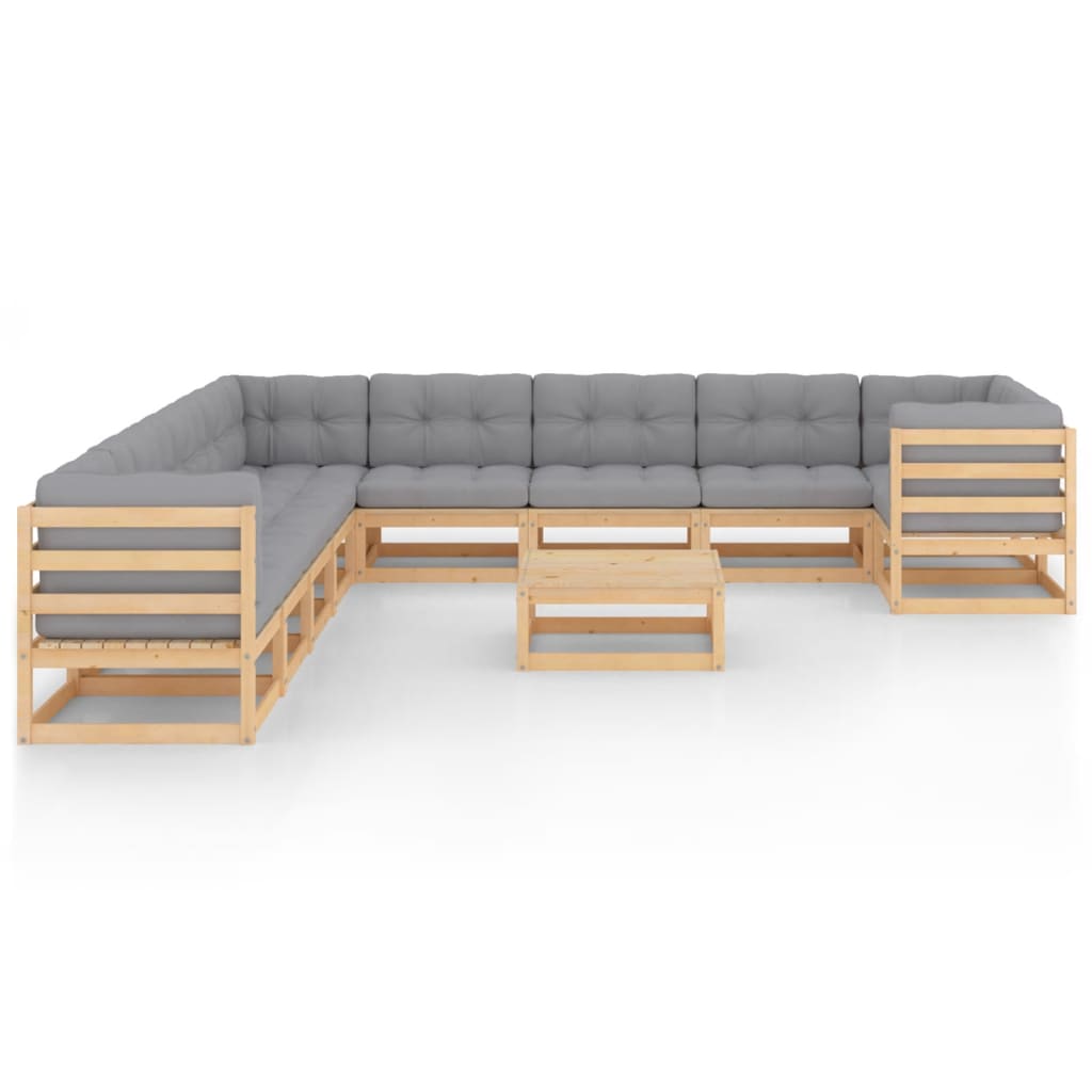 11-tlg. Garten-Lounge-Set Massivholz Kiefer