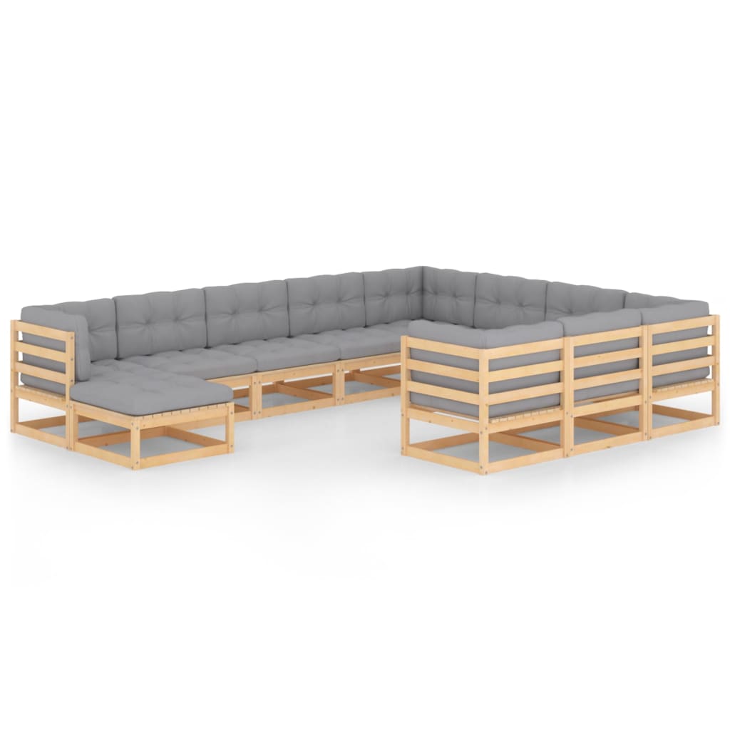 vidaXL 11-tlg. Garten-Lounge-Set Massivholz Kiefer