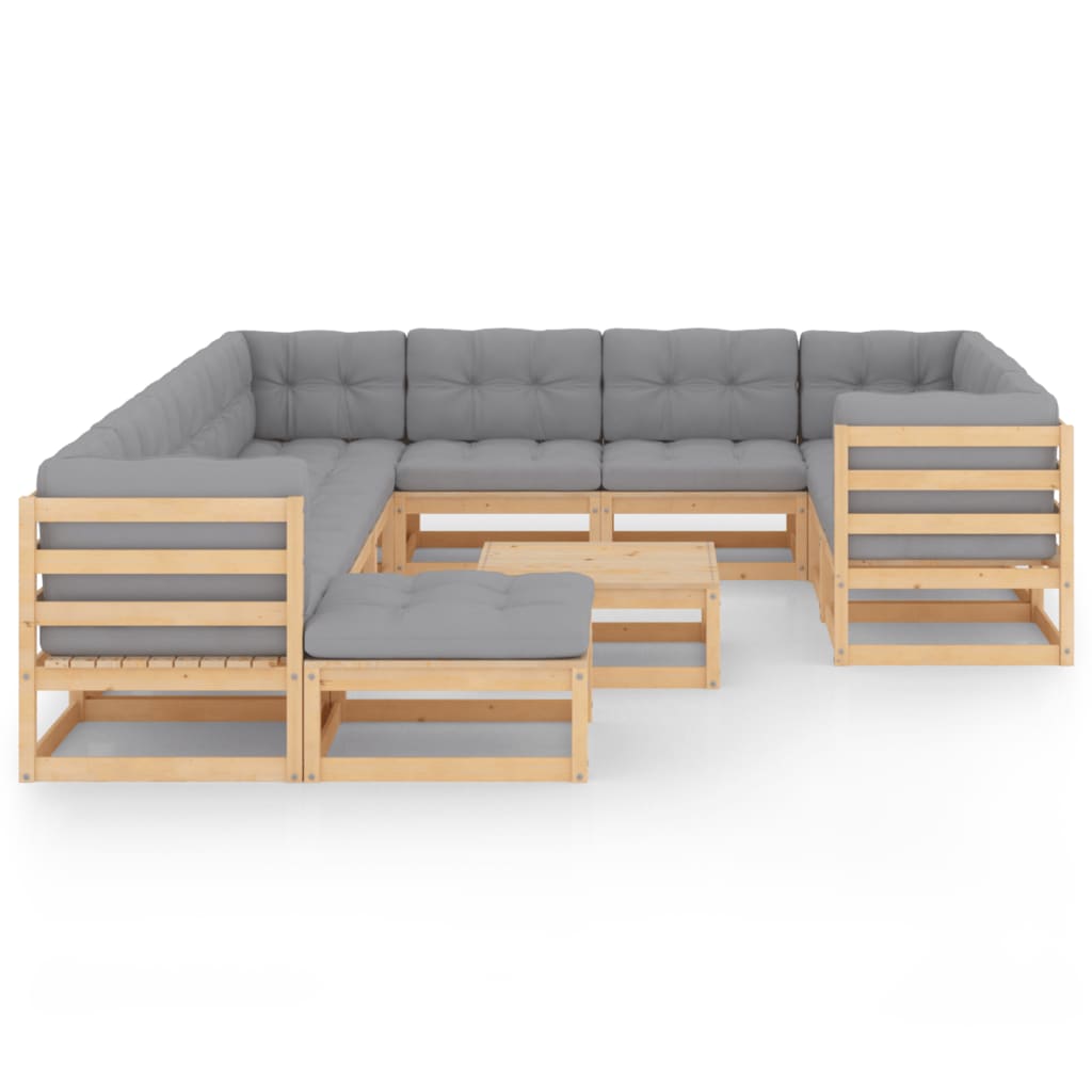 vidaXL 12-tlg. Garten-Lounge-Set Massivholz Kiefer