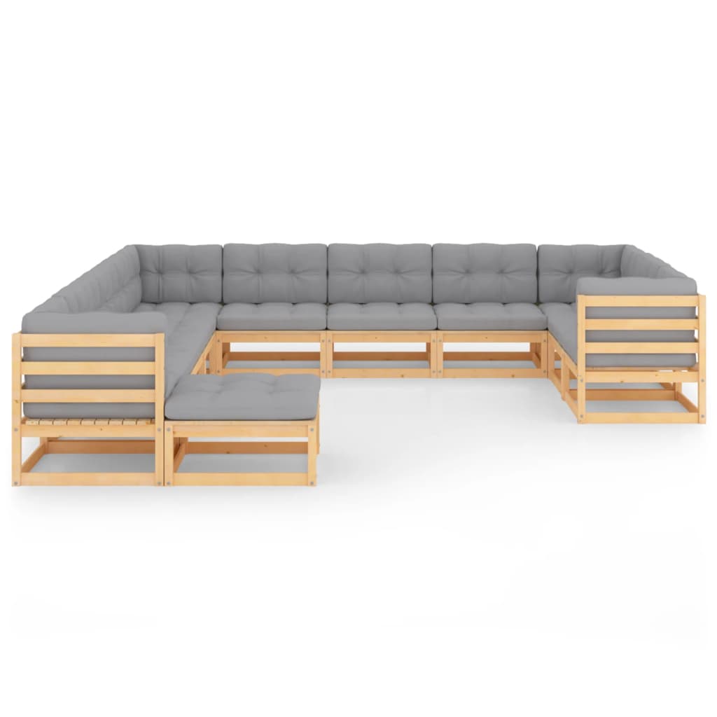 12-tlg. Garten-Lounge-Set Massivholz Kiefer