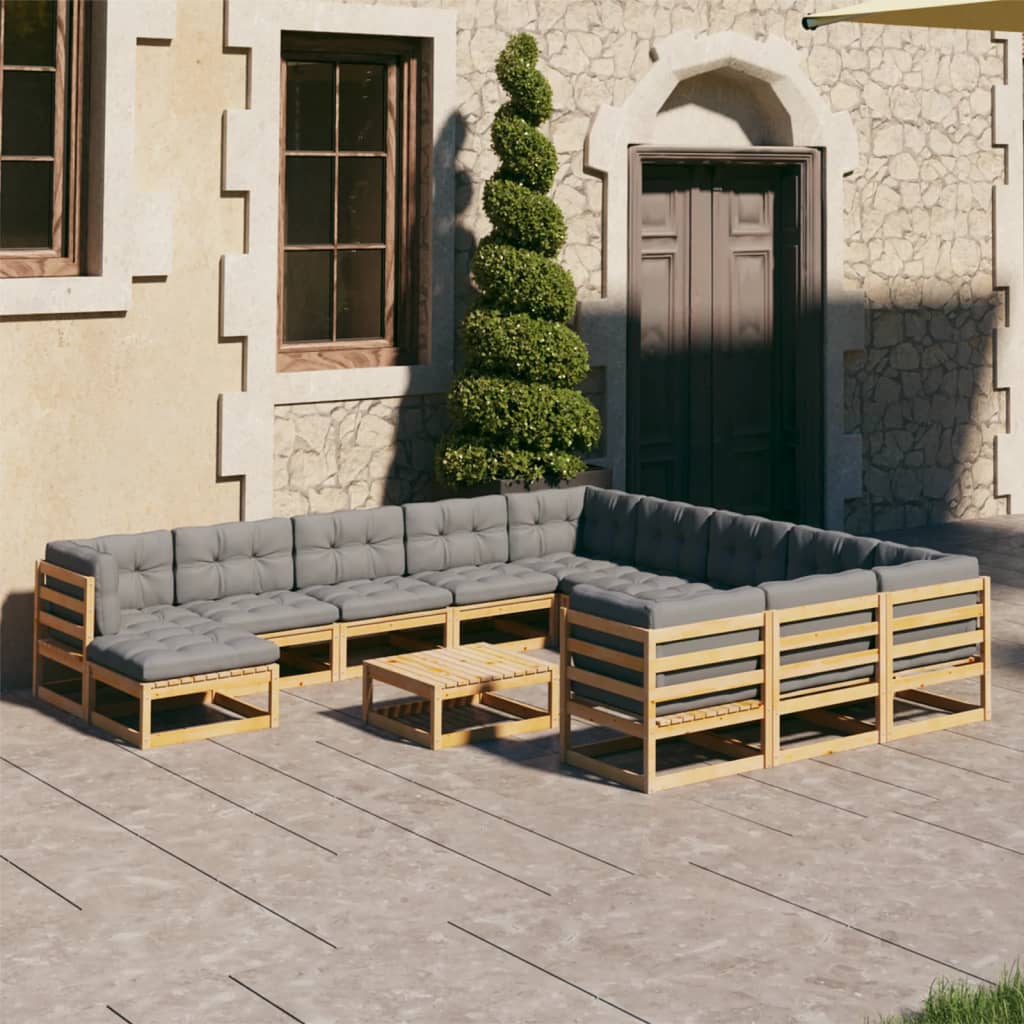 vidaXL 13-tlg. Garten-Lounge-Set Massivholz Kiefer