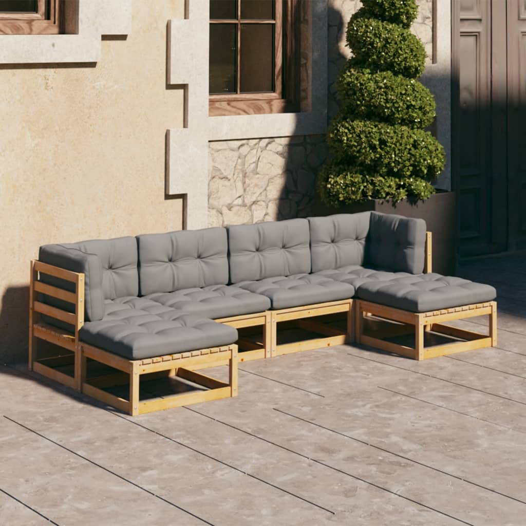 vidaXL 6-tlg. Garten-Lounge-Set Massivholz Kiefer