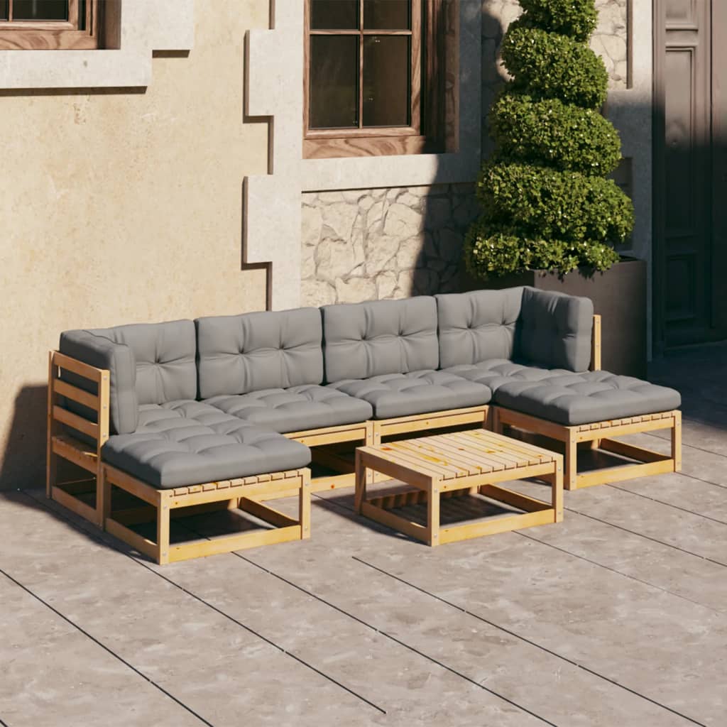 vidaXL 7-tlg. Garten-Lounge-Set Massivholz Kiefer