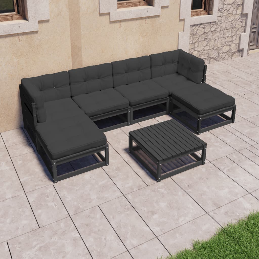 vidaXL 7-tlg. Garten-Lounge-Set Massivholz Kiefer