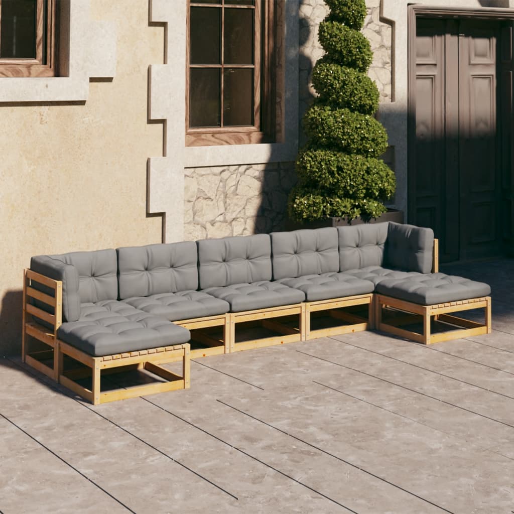 vidaXL 7-tlg. Garten-Lounge-Set Massivholz Kiefer