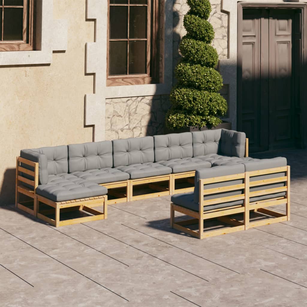 vidaXL 9-tlg. Garten-Lounge-Set Massivholz Kiefer