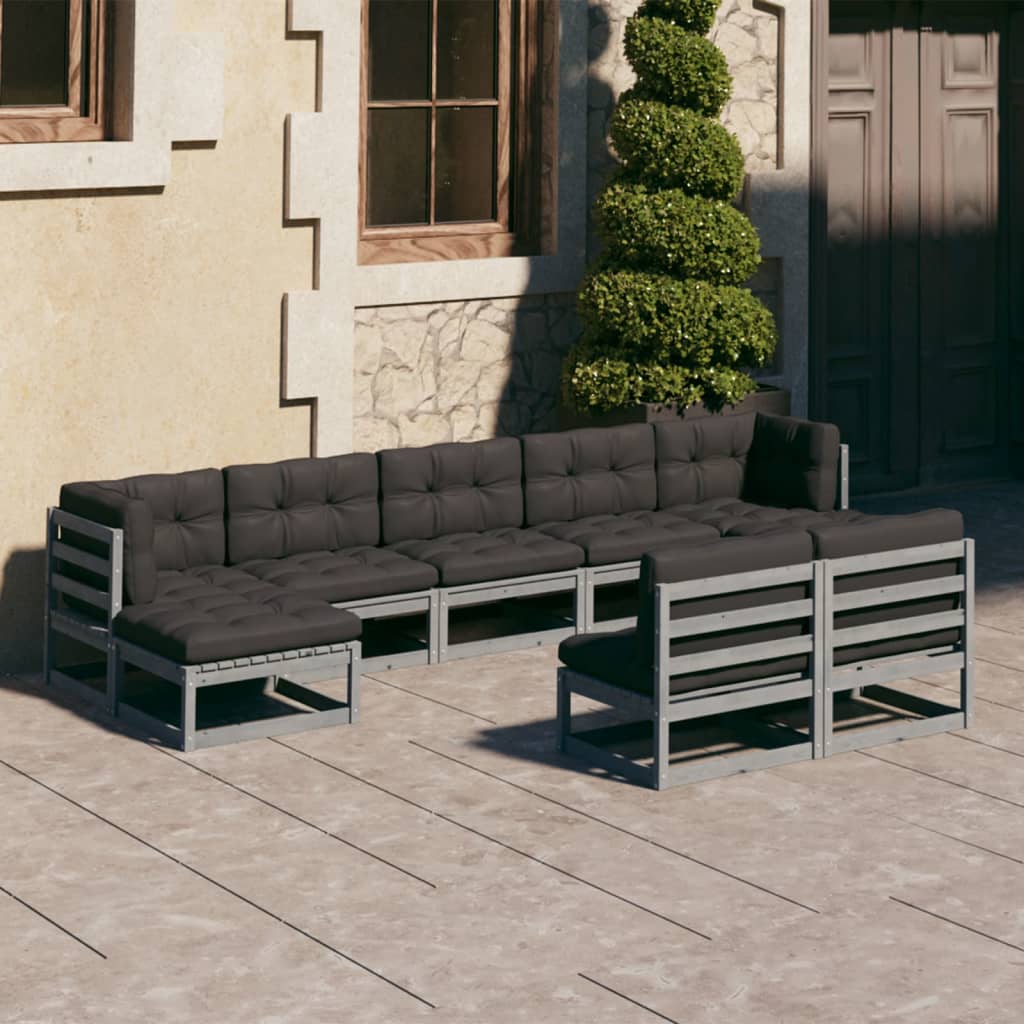 vidaXL 9-tlg. Garten-Lounge-Set Massivholz Kiefer