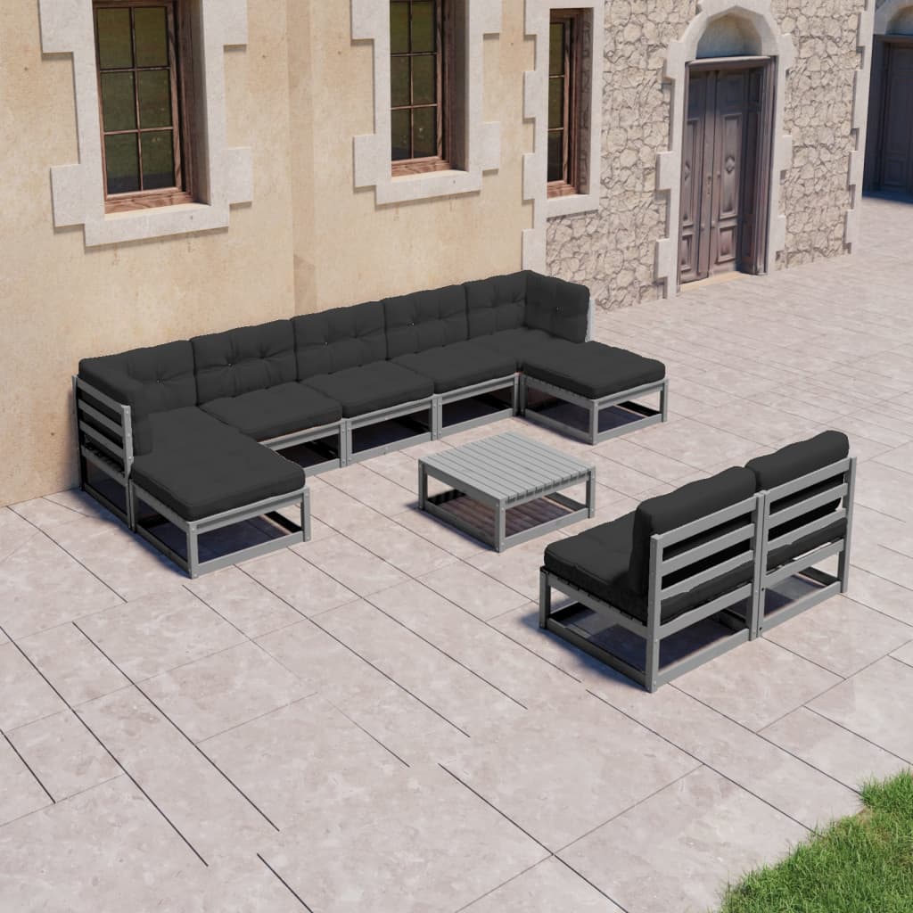 vidaXL 10-tlg. Garten-Lounge-Set Massivholz Kiefer