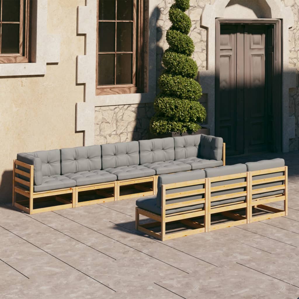 vidaXL 8-tlg. Garten-Lounge-Set mit Kissen Massivholz Kiefer