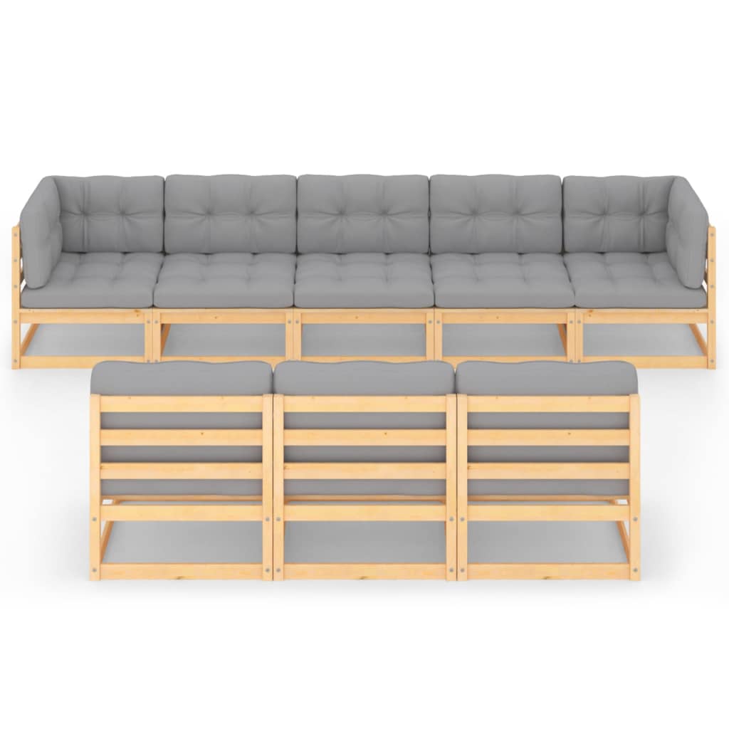 vidaXL 8-tlg. Garten-Lounge-Set mit Kissen Massivholz Kiefer