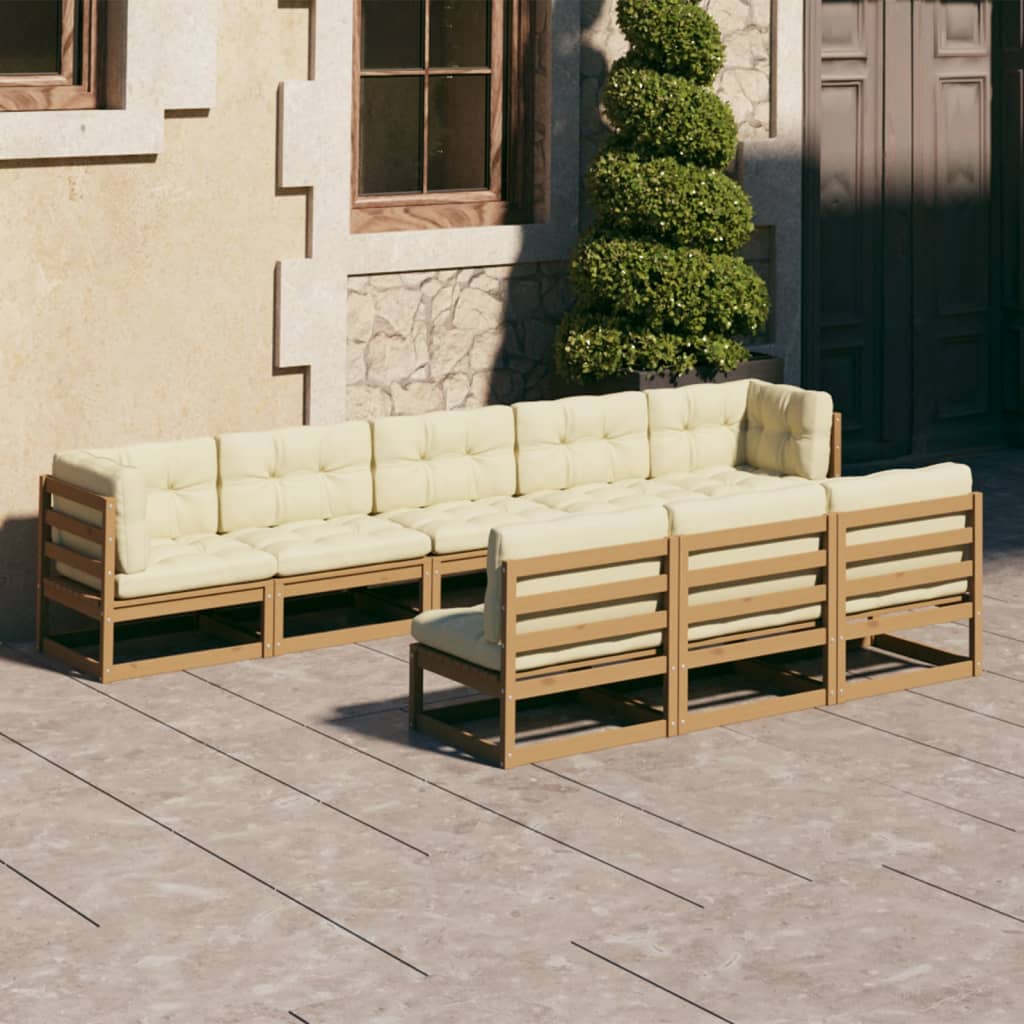 vidaXL 8-tlg. Garten-Lounge-Set mit Kissen Massivholz Kiefer