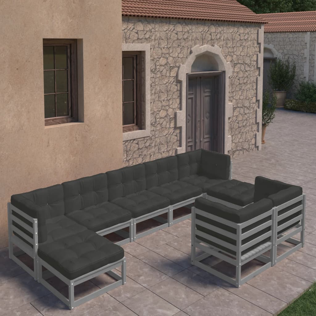 vidaXL 9-tlg. Garten-Lounge-Set Massivholz Kiefer