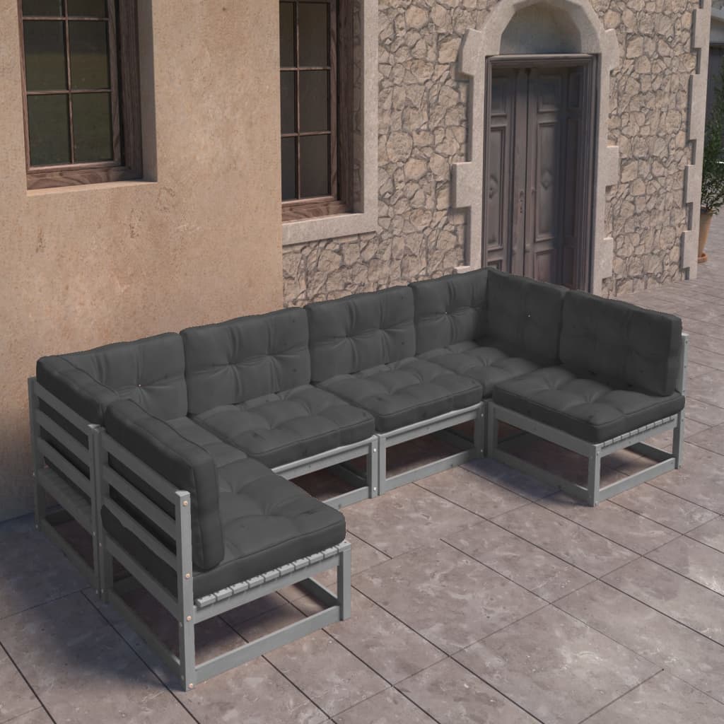 vidaXL 6-tlg. Garten-Lounge-Set Massivholz Kiefer