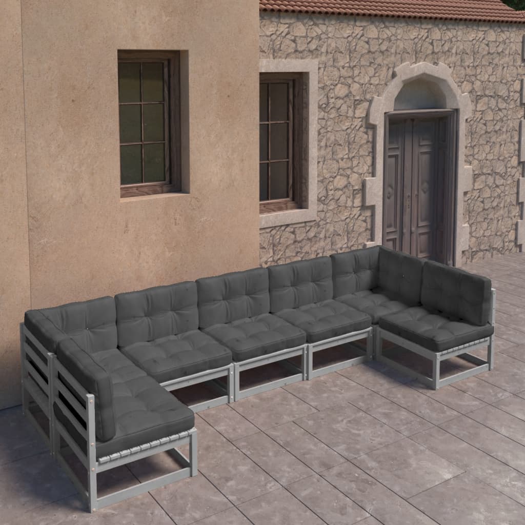 vidaXL 7-tlg. Garten-Lounge-Set Massivholz Kiefer