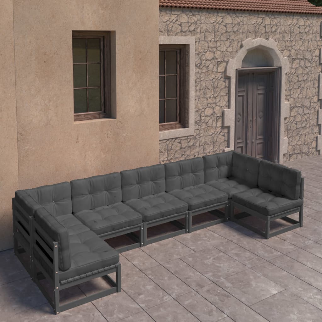 vidaXL 7-tlg. Garten-Lounge-Set Massivholz Kiefer