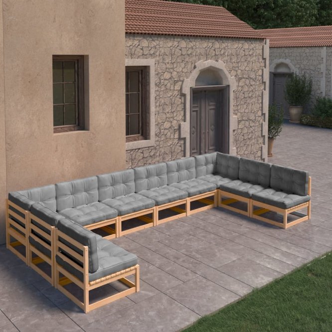 vidaXL 10-tlg. Garten-Lounge-Set Massivholz Kiefer