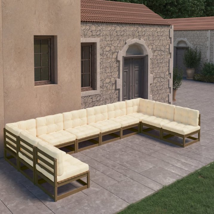 vidaXL 10-tlg. Garten-Lounge-Set Massivholz Kiefer
