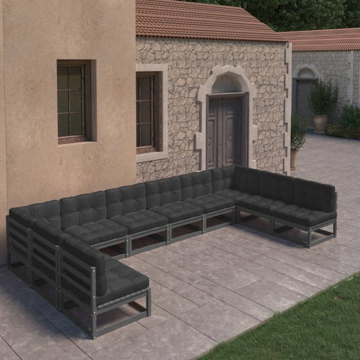 vidaXL 10-tlg. Garten-Lounge-Set Massivholz Kiefer