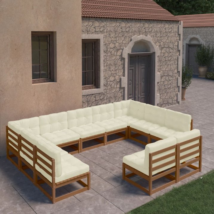 vidaXL 11-tlg. Garten-Lounge-Set Massivholz Kiefer