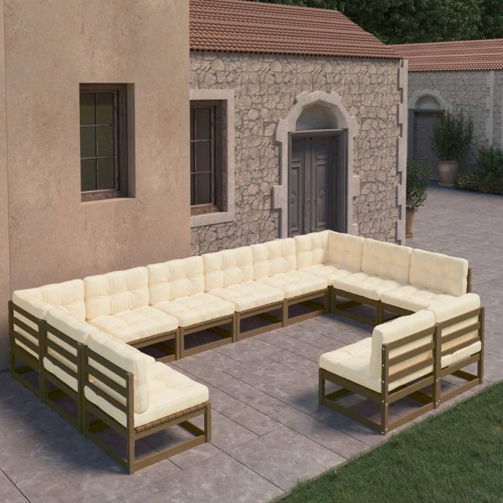 vidaXL 12-tlg. Garten-Lounge-Set Massivholz Kiefer