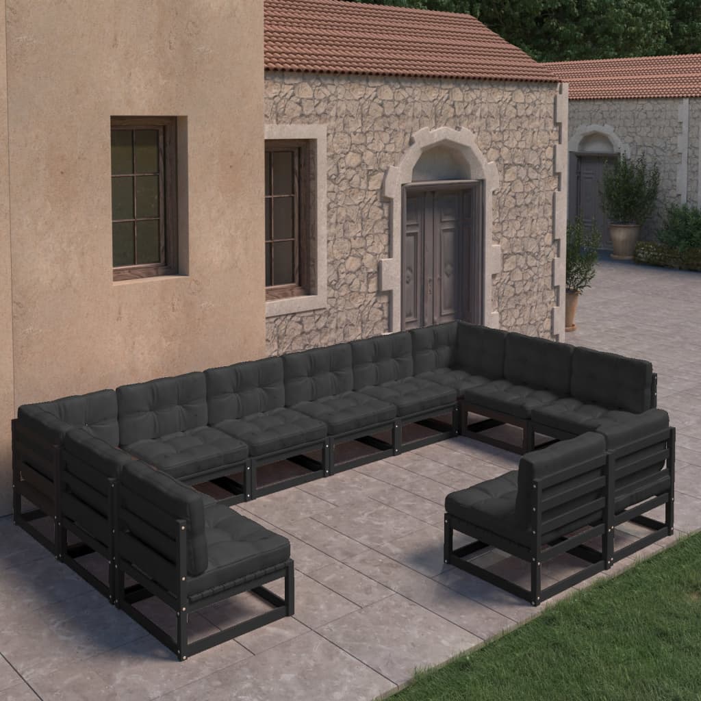 vidaXL 12-tlg. Garten-Lounge-Set Massivholz Kiefer