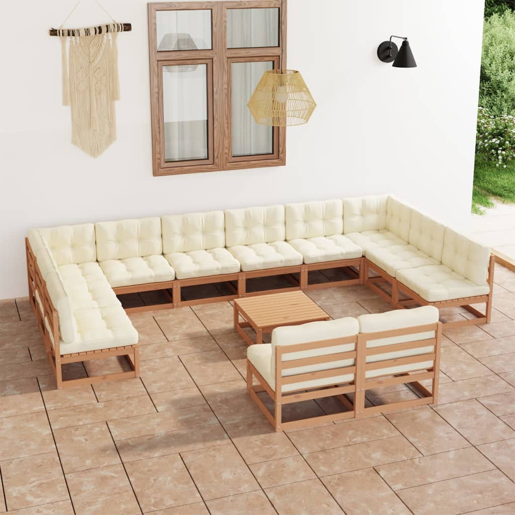 vidaXL 13-tlg. Garten-Lounge-Set Massivholz Kiefer