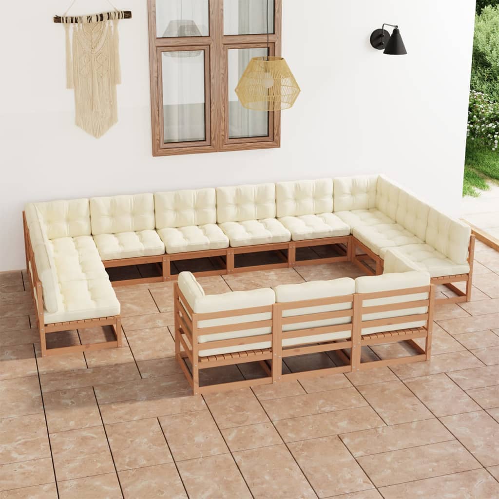 vidaXL 13-tlg. Garten-Lounge-Set Massivholz Kiefer