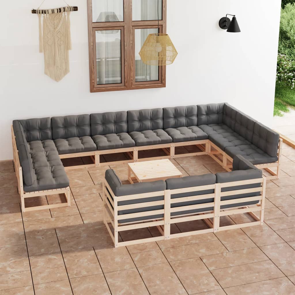 vidaXL 14-tlg. Garten-Lounge-Set Massivholz Kiefer