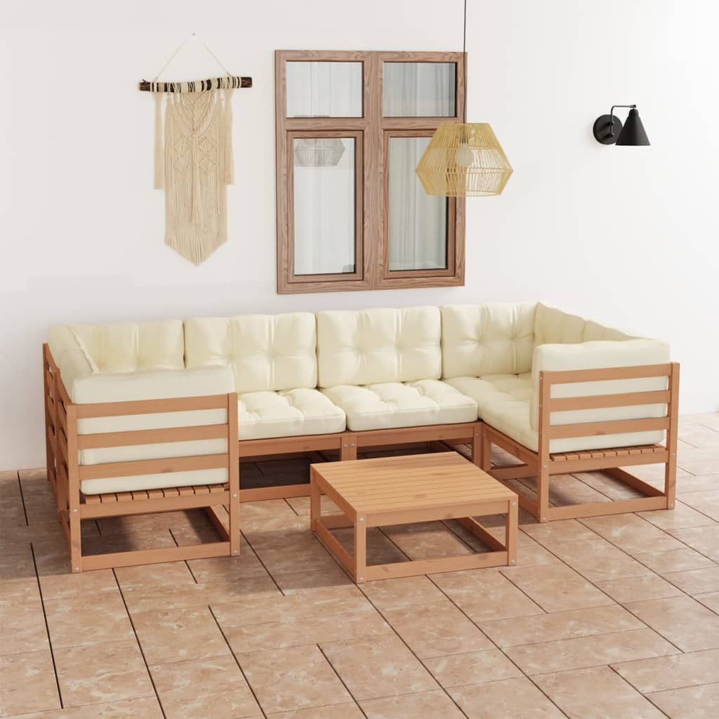 vidaXL 7-tlg. Garten-Lounge-Set Massivholz Kiefer
