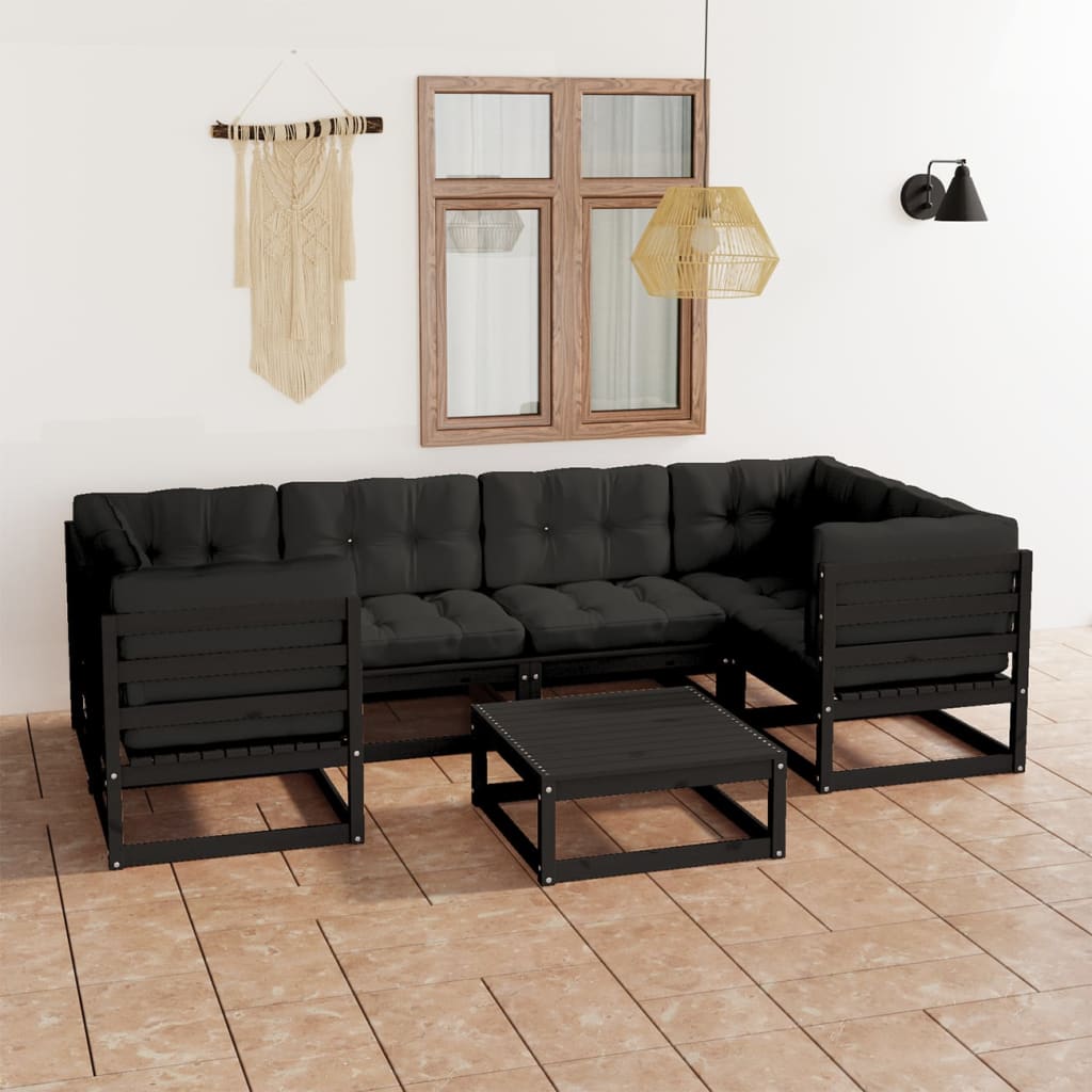 vidaXL 7-tlg. Garten-Lounge-Set Massivholz Kiefer