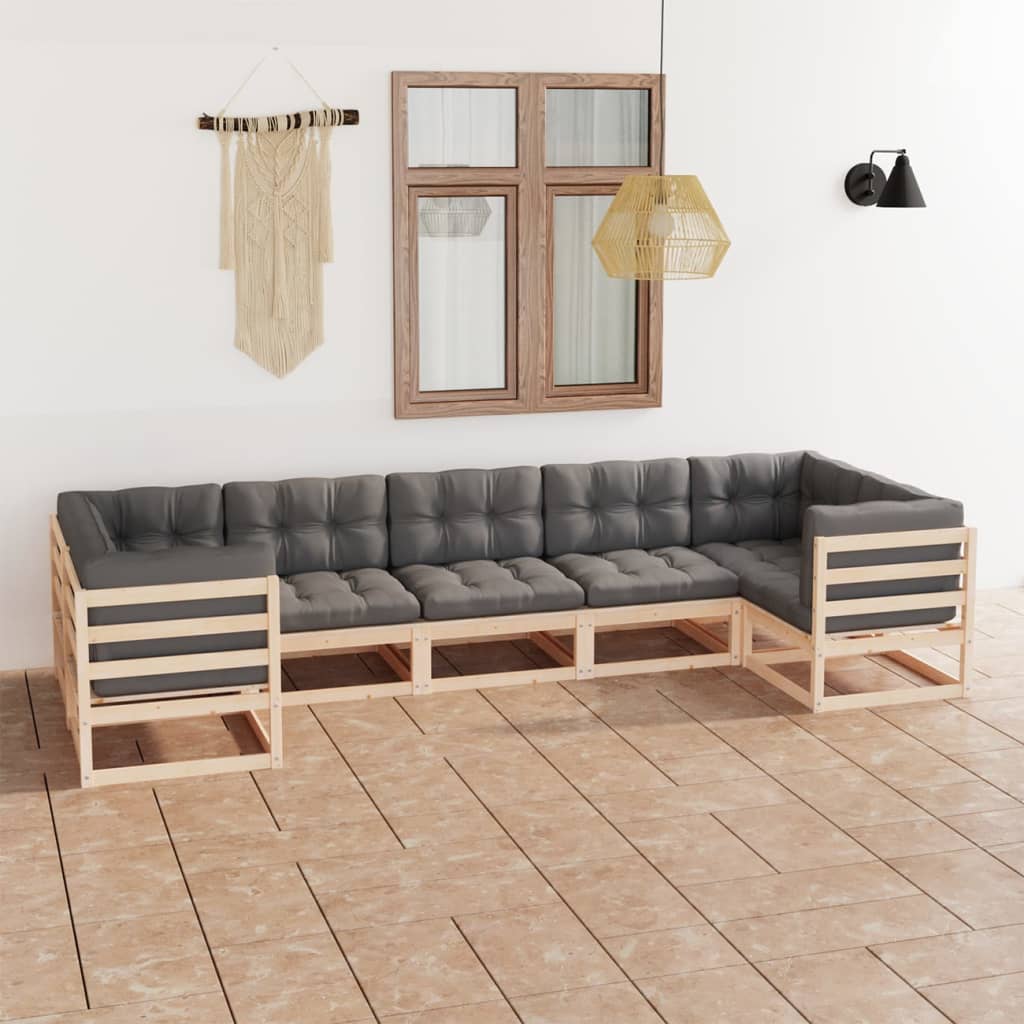 vidaXL 7-tlg. Garten-Lounge-Set Massivholz Kiefer