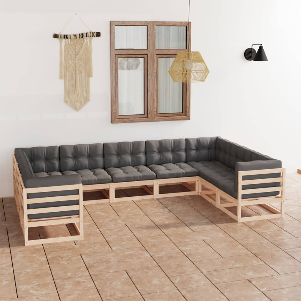vidaXL 9-tlg. Garten-Lounge-Set Massivholz Kiefer