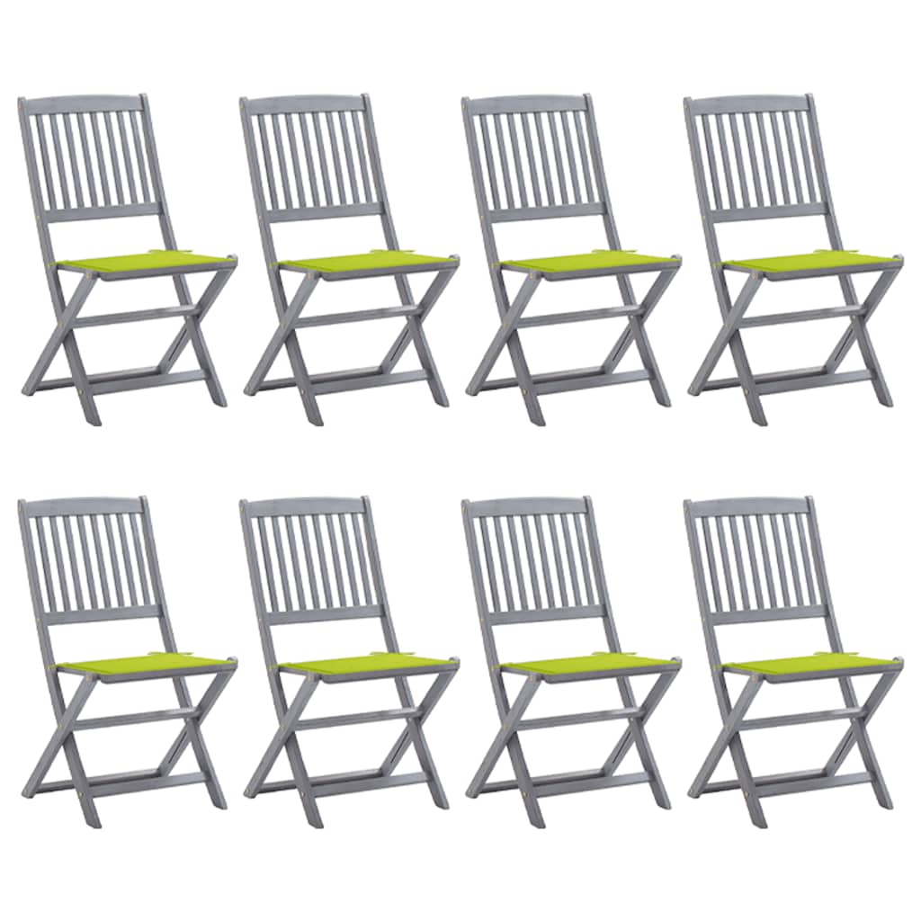 vidaXL Klappbare Gartenstühle 2 Stk. mit Kissen Massivholz Akazie