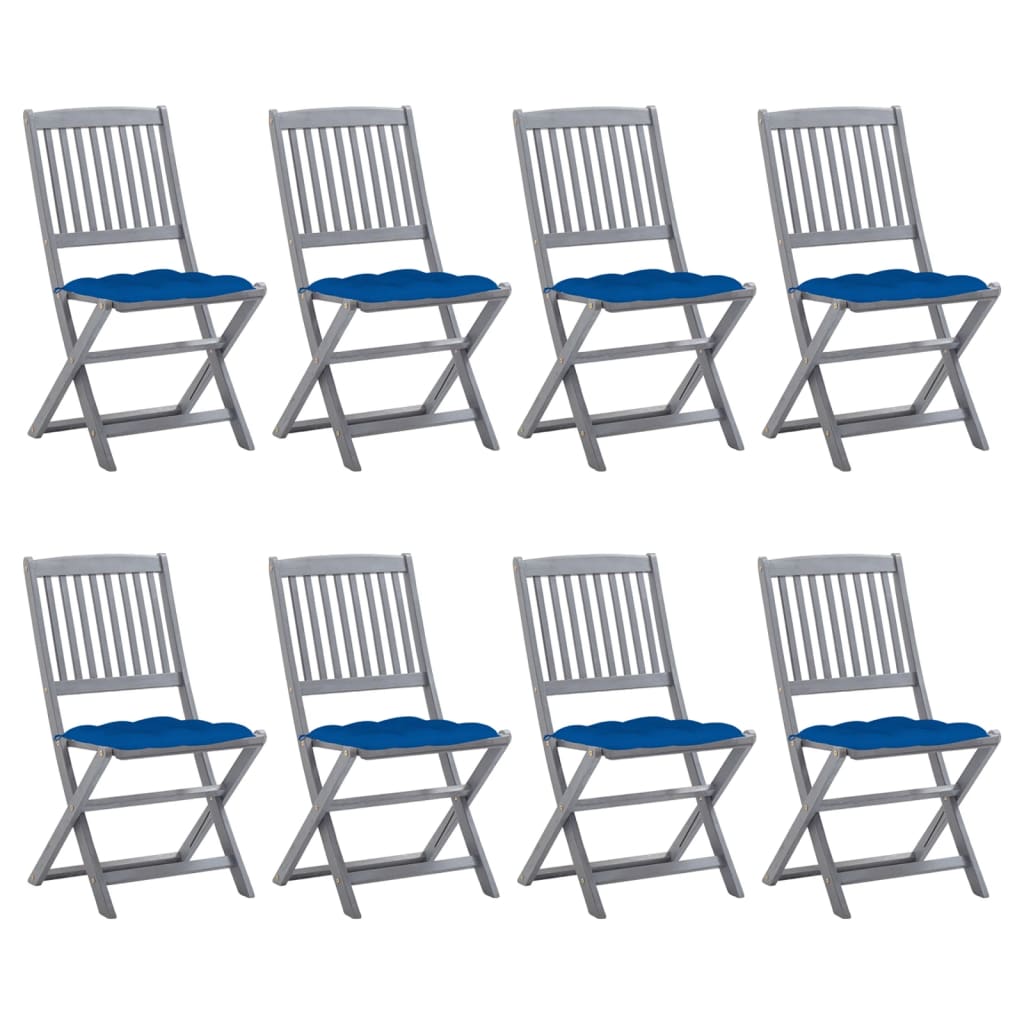 vidaXL Klappbare Gartenstühle 2 Stk. mit Kissen Massivholz Akazie